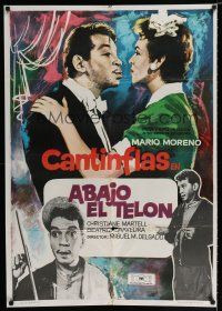 2e110 ABAJO EL TELON Spanish '55 art & images of Cantinflas, pretty Christiane Martel!