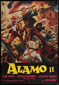 2e424 ALAMO Yugoslavian 27x39 '60 action art of John Wayne in the Texas War of Independence!