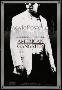 2f063 AMERICAN GANGSTER teaser DS 1sh '07 close-up of Russell Crowe, Ridley Scott directed!