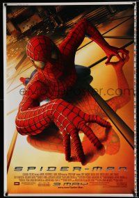 2f004 SPIDER-MAN printer's test advance 1sh '02 Tobey Maguire crawling up wall, Sam Raimi, Marvel!