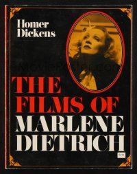 2g227 FILMS OF MARLENE DIETRICH softcover book '68 illustrated biography of the legendary actress!