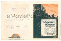 2g021 COVERED WAGON herald '23 James Cruze classic, art of wagon train on the Oregon Trail!