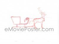 2g118 SIMPSONS animation art '00s Groening, cartoon pencil drawing of reindeer pulling sleigh!