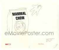2g126 SIMPSONS animation art '97 cartoon pencil drawing of Homer's hand & Mammal Chow dog food!
