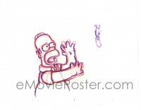 2g104 SIMPSONS animation art '00s Groening, cartoon pencil drawing of scared Homer & tiny Marge!