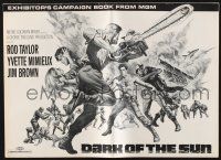 2g535 DARK OF THE SUN pressbook '68 artwork of Rod Taylor facing down mercenary with chainsaw!