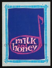 2g435 MILK & HONEY stage play souvenir program book '61 Robert Weede, Broadway musical!