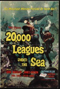 2g497 20,000 LEAGUES UNDER THE SEA pressbook R63 Jules Verne classic, wonderful art of divers!