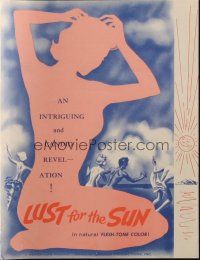 2g502 AROUND THE WORLD WITH NOTHING ON pressbook '61 Lust for the Sun, sexy nudist images!