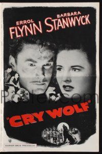 2g533 CRY WOLF pressbook '47 Errol Flynn & Barbara Stanwyck, Geraldine Brooks!