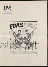 2g544 DOUBLE TROUBLE pressbook '67 cool mirror image of rockin' Elvis Presley playing guitar!
