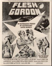 2g551 FLESH GORDON pressbook '74 sexy sci-fi spoof, different wacky erotic super hero art!