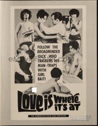 2g592 LOVE IS WHERE IT'S AT pressbook '67 he triggers his man-traps with girl bait!
