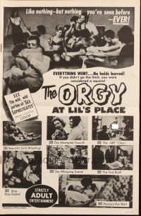 2g625 ORGY AT LIL'S PLACE pressbook '63 William Mishkin, everything went, sex sophisticates!
