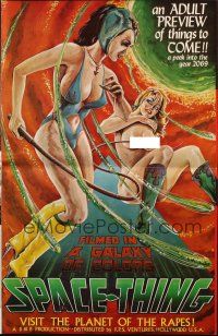2g661 SPACE THING pressbook '68 outrageous sci-fi sex art, visit the planet of the rapes!