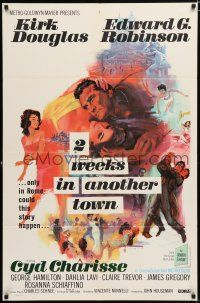 2h005 2 WEEKS IN ANOTHER TOWN 1sh '62 cool art of Kirk Douglas & sexy Cyd Charisse by Bart Doe!