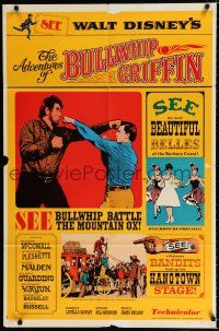 2h020 ADVENTURES OF BULLWHIP GRIFFIN style A 1sh '66 Disney, beautiful belles, mountain ox battle!