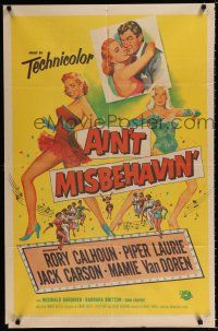 2h025 AIN'T MISBEHAVIN' 1sh '55 sexy artwork of Piper Laurie & Mamie Van Doren!