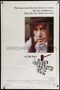 2h044 AND JUSTICE FOR ALL 1sh '79 Al Pacino, Jack Warden, directed by Norman Jewison!