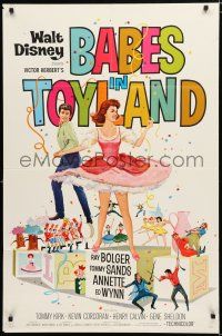 2h065 BABES IN TOYLAND 1sh '61 Walt Disney, Ray Bolger, Tommy Sanders, Annette Funicello!