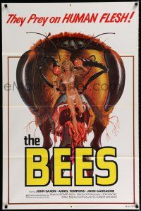 2h091 BEES 1sh '78 they prey on human flesh, giant killer bee & sexy girl artwork by Kollar!