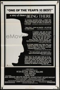 2h093 BEING THERE reviews 1sh '80 outline of Peter Sellers, directed by Hal Ashby!