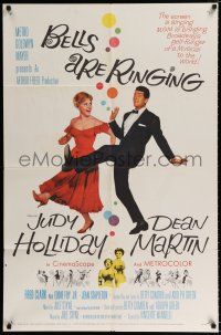 2h094 BELLS ARE RINGING 1sh '60 image of Judy Holliday & Dean Martin singing & dancing!
