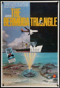 2h096 BERMUDA TRIANGLE 1sh '79 cool full color and b&w ship and airplane disaster art!