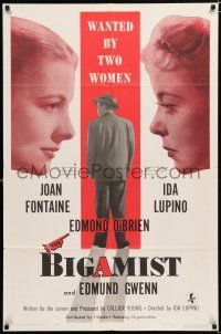 2h113 BIGAMIST 1sh '53 Edmond O'Brien is wanted by Joan Fontaine & Ida Lupino!