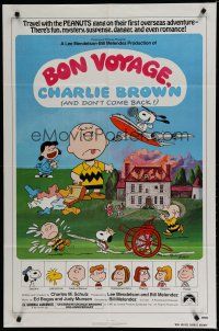 2h130 BON VOYAGE CHARLIE BROWN 1sh '80 baseball art of Snoopy & the Peanuts by Charles M. Schulz!