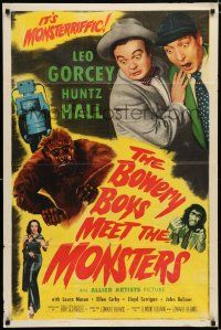2h137 BOWERY BOYS MEET THE MONSTERS 1sh '54 Huntz Hall & Leo Gorcey with wacky ape!