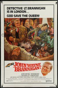 2h139 BRANNIGAN 1sh '75 Douglas Hickox, great McGinnis art of fighting John Wayne in England!