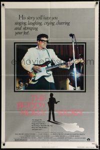 2h150 BUDDY HOLLY STORY 1sh '78 great image of Gary Busey performing on stage with guitar!