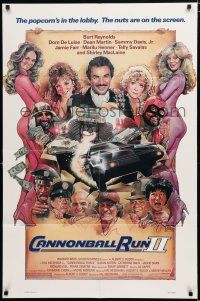 2h166 CANNONBALL RUN II 1sh '84 great Drew Struzan art of Burt Reynolds, Dean Martin & sexy girls!