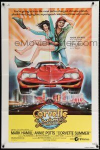 2h213 CORVETTE SUMMER style A 1sh '78 art of Hamill & sexy Annie Potts & custom Corvette in Vegas!