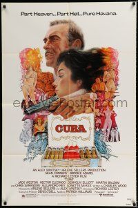 2h222 CUBA 1sh '79 cool artwork of Sean Connery & Brooke Adams and cigars!