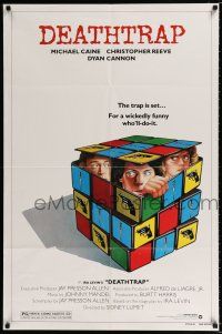 2h240 DEATHTRAP style B 1sh '82 art of Chris Reeve, Michael Caine & Dyan Cannon in Rubik's Cube!