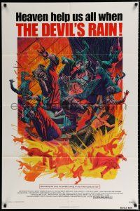 2h245 DEVIL'S RAIN 1sh '75 Ernest Borgnine, William Shatner, Anton Lavey, cool Mort Kunstler art!