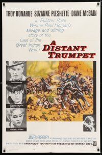 2h250 DISTANT TRUMPET 1sh '64 cool art of Troy Donahue vs Indians by Frank McCarthy!
