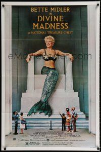 2h252 DIVINE MADNESS style B 1sh '80 great image of mermaid Bette Midler as Lincoln Memorial!