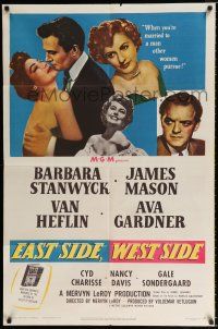 2h271 EAST SIDE WEST SIDE 1sh '50 Barbara Stanwyck, James Mason, sexy Ava Gardner!