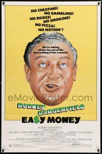 2h273 EASY MONEY 1sh '83 wacky headshot artwork of screwball Rodney Dangerfield!