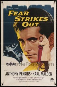 2h307 FEAR STRIKES OUT 1sh '57 Anthony Perkins as baseball player Jim Piersall!