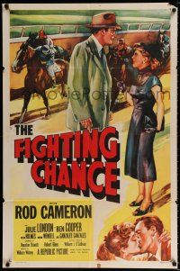 2h311 FIGHTING CHANCE 1sh '55 Rod Cameron gambles at horse racing, hot Julie London!