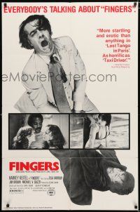 2h314 FINGERS 1sh '78 mobster Harvey Keitel in title role, Jim Brown, sexy Tisa Farrow!