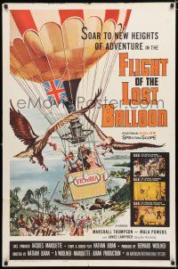 2h324 FLIGHT OF THE LOST BALLOON 1sh '61 soar to new heights of adventure, hot air balloon art!