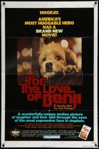 2h328 FOR THE LOVE OF BENJI style B 1sh '77 Joe Camp directed, loveable dog!
