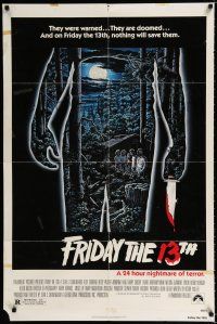 2h341 FRIDAY THE 13th 1sh '80 great Alex Ebel art, slasher classic, 24 hours of terror!
