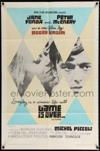 2h349 GAME IS OVER 1sh '67 Roger Vadim's La Curee, Jane Fonda, Peter McEnery, cool design!
