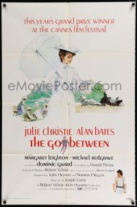 2h373 GO BETWEEN 1sh '71 artwork of Julie Christie with umbrella, directed by Joseph Losey!